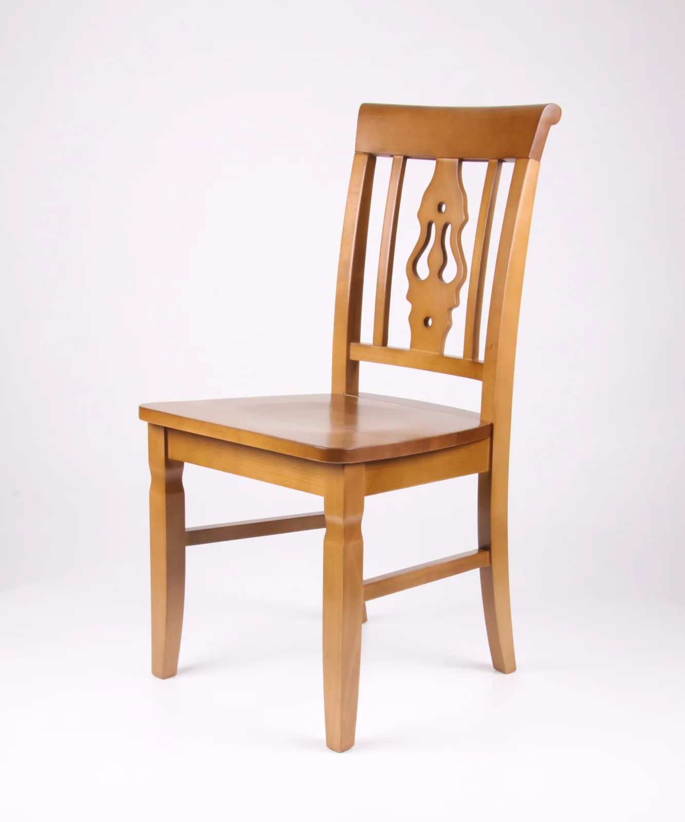Holzstuhl mit ornamentiertem Mittelstab Ansicht 2
