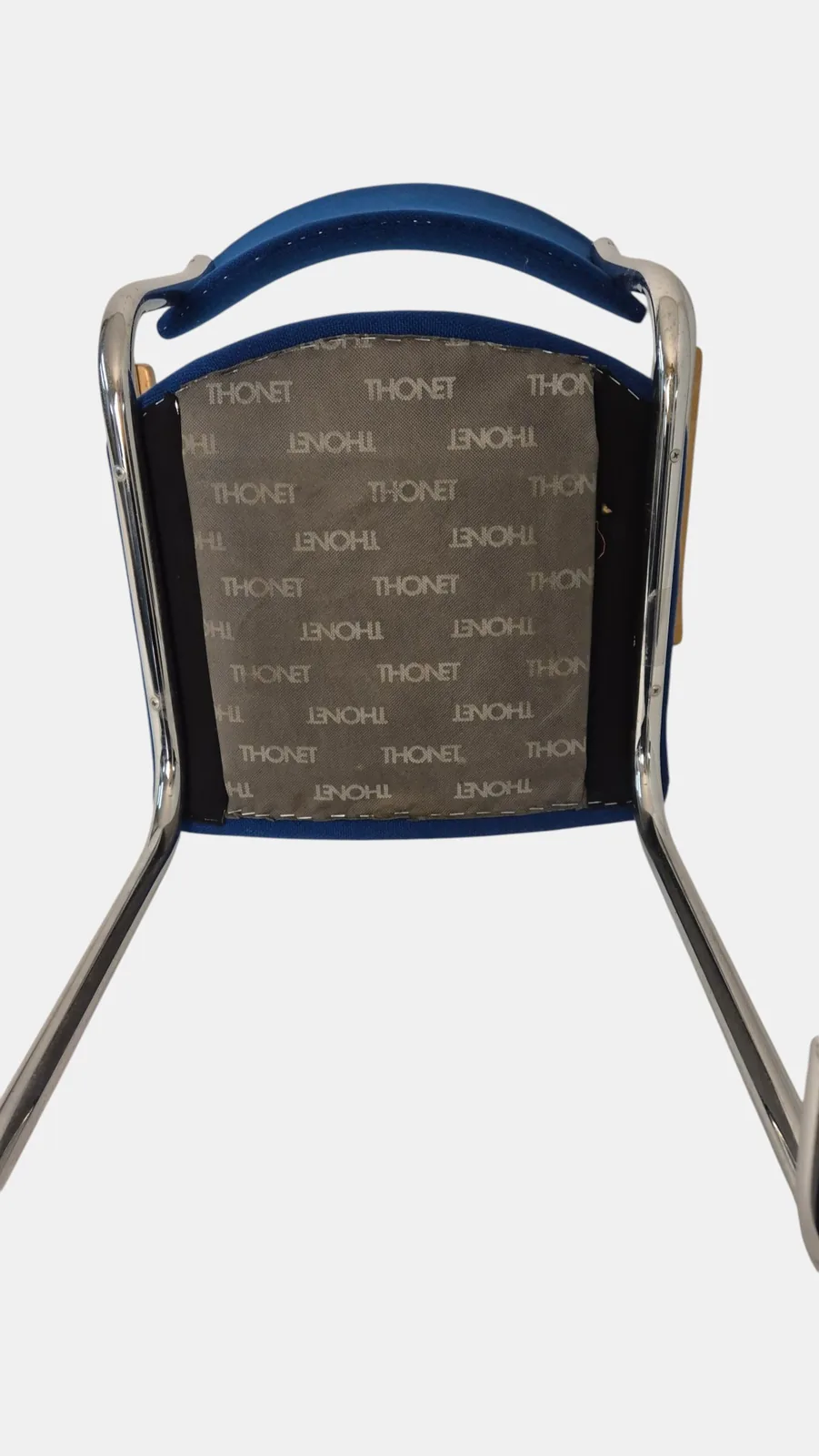 Herkunftsnachweis zu Thonet S 43 F Freischwinger-Armlehnstuhl, gepolstert und stapelbar, blau